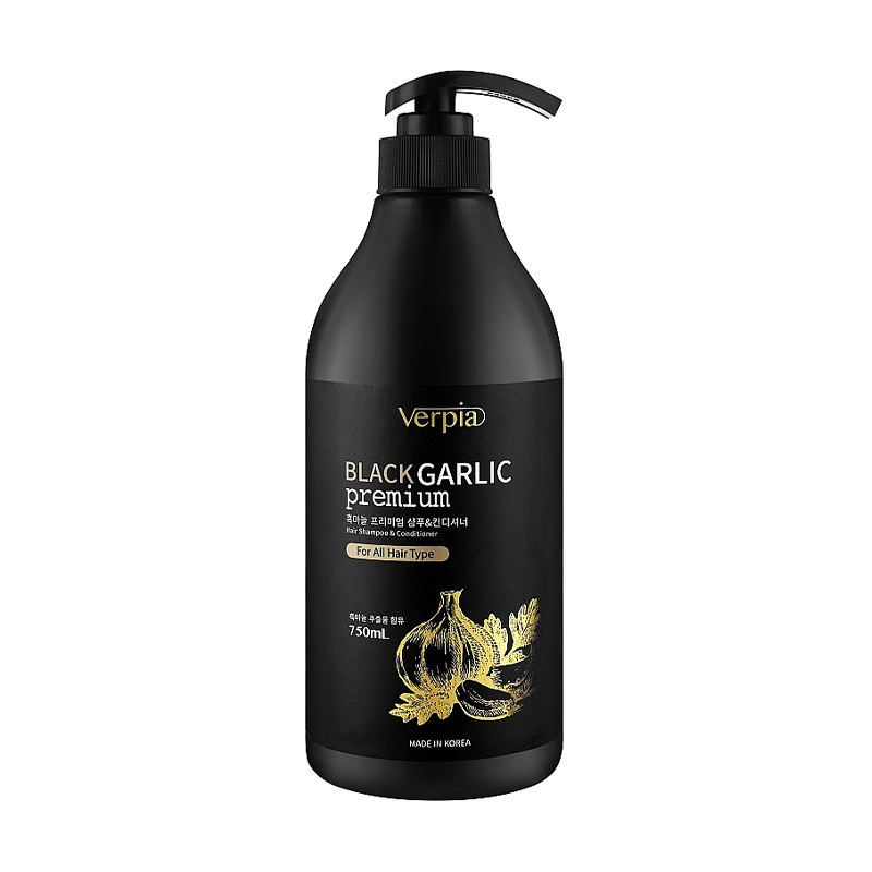 Шампунь-кондиціонер для волосся Juno Verpia Premium Black Garlic Hair Shampoo &amp; Conditioner з екстрактом чорного часника, 750 мл